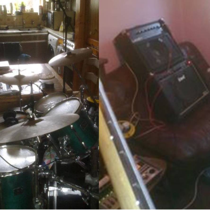 Images of where recording was made; kitchen and bedroom of parents house.